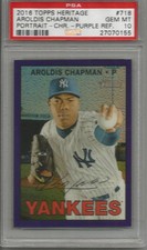 2016 Topps Heritage Aroldis Chapman Portrait Chrome Purple Refractor PSA 10