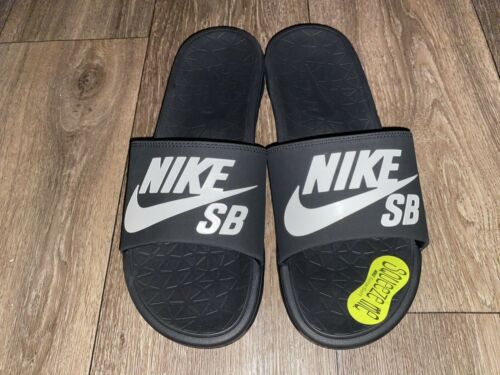 Nike SB Benassi Solarsoft Slides Men's Black/White 840067 001 Size 7