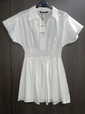 Zara Bnwt Elasticated waist shirt dress with cutwork embroidery size L 12/14
