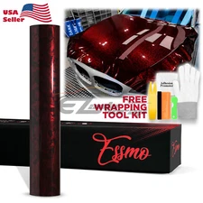 ESSMO PET Marble Forged Gloss Carbon Fiber Red Car Vehicle Vinyl Wrap Decal