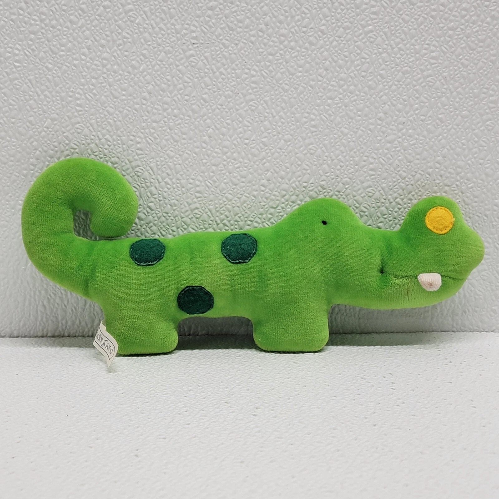Baby Gund Plush Alligator Rattle Green Spots Two Teeth - Rare HTF