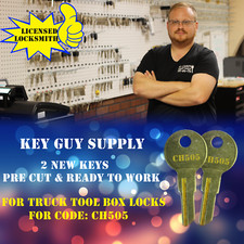 CH505 keys. Pair of keys for Truck Tool box locks, Pre cut to your code. CH505