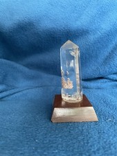 Original 7cm Crystal from French Alpes Arc 2000 and Wooden Mount 5 x 5 x 1.5 cm