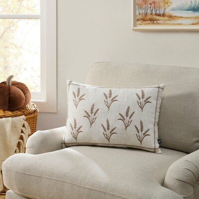 My Texas House 14'' x 20'' Harvest Wheat Ivory Cotton Slub Decorative Pillow