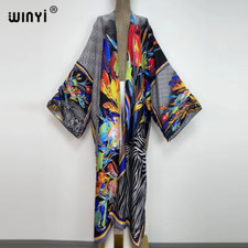 Summer Party Beach Wear Swim Suit Elegant Africa Women Boho Cardigan silky Dress