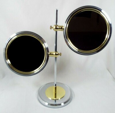 Jerdon Standing Double Mirror Two-Sided Swivel Mirror with 5 X Mag Silver/Gold 