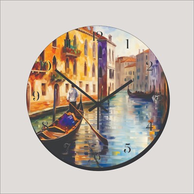 Venice Canal Gondola Italy Water Art Wall Hanging Wall Clock Time Piece