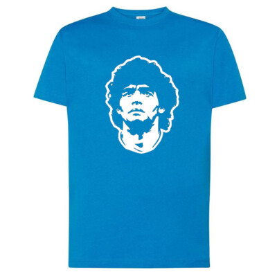 Diego Armando MARADONA T-Shirt Neapel Fußball Baumwolle hellblau Gesicht Che Argentinien