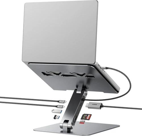 Laptop Stand w/ USB C 7in1 Docking Station,HDMI 4K@60Hz, SD, Micro SD, 100W PD