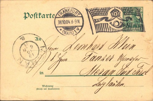 Dt. Reich 1904 - Posthorn Stamp Crown Male Stpl. Frankfurt/Main (#9369)