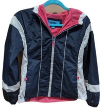 Girls Windbreaker STATIC L 14 16 Coat Jacket Navy White and Pink lined