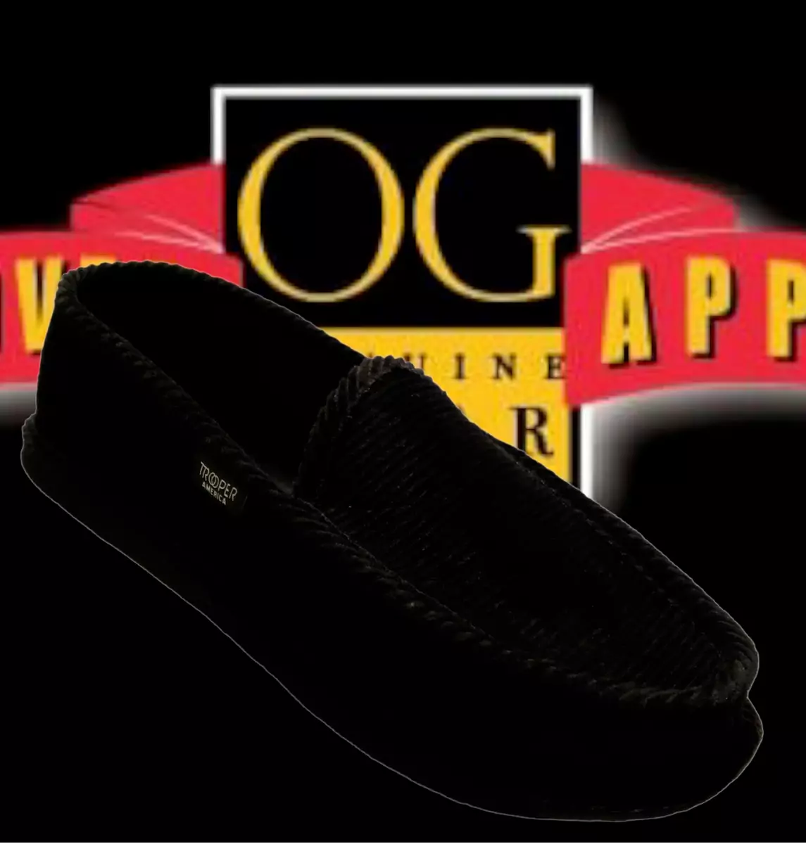 OLD SCHOOL BLACK CORDUROY HOUSE SHOES SLIPPERS TROOPER CHICANO LOWRIDER OG
