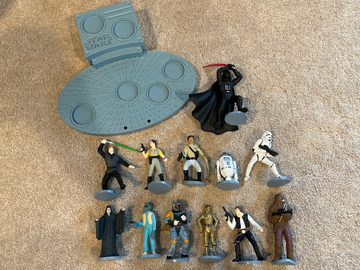 Lot of 12 Star Wars PVC Figures display base, 1990s Applause vintage