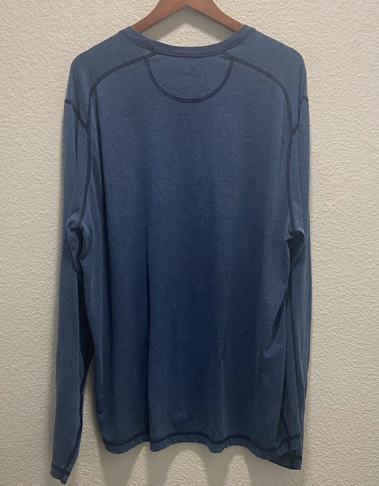 Camisa Orvis Manga Larga Azul Oscuro, Para Hombre 2XL SUPER SUAVE Mezcla de Algodón Foto 2 de 4