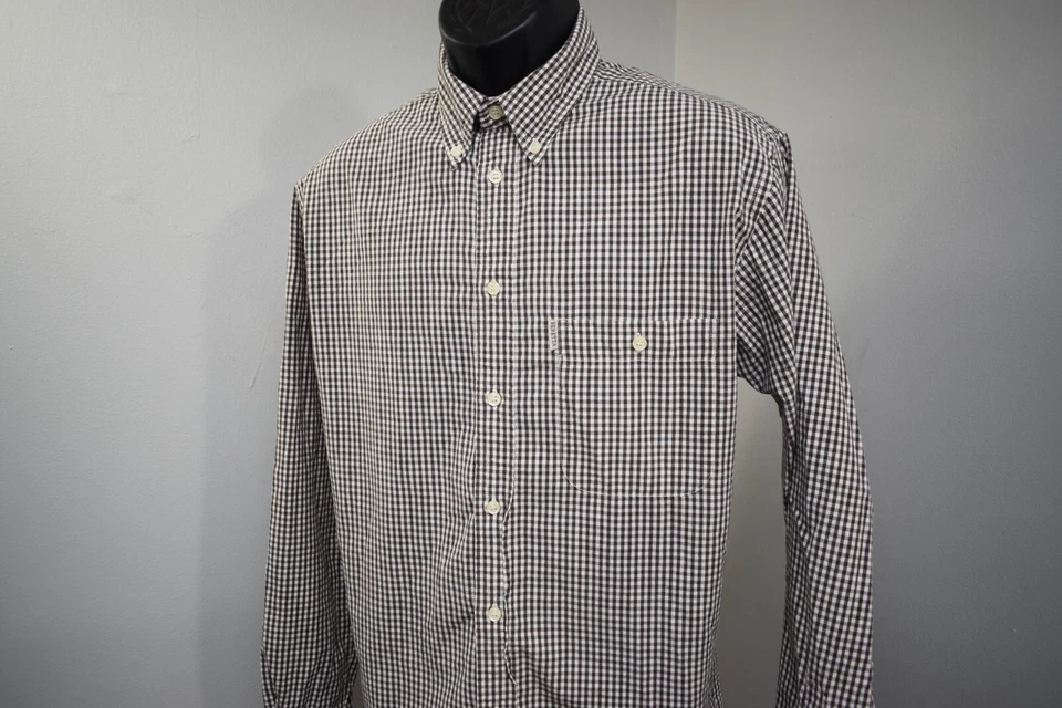 Camisa de vestir Beretta abotonada a cuadros manga larga bolsillo frontal para hombre talla grande Foto 2 de 4