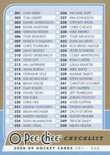 2008-09 O-Pee-Chee #499 CHECKLIST