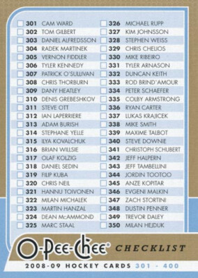 2008-09 O-Pee-Chee #499 CHECKLIST