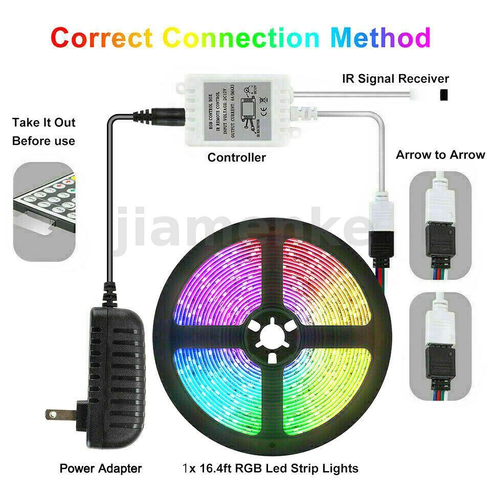 Led Strip Lights 16ft RGB Led Room 5050 Tape Light Color Changing Party W  9144063923492 | eBay