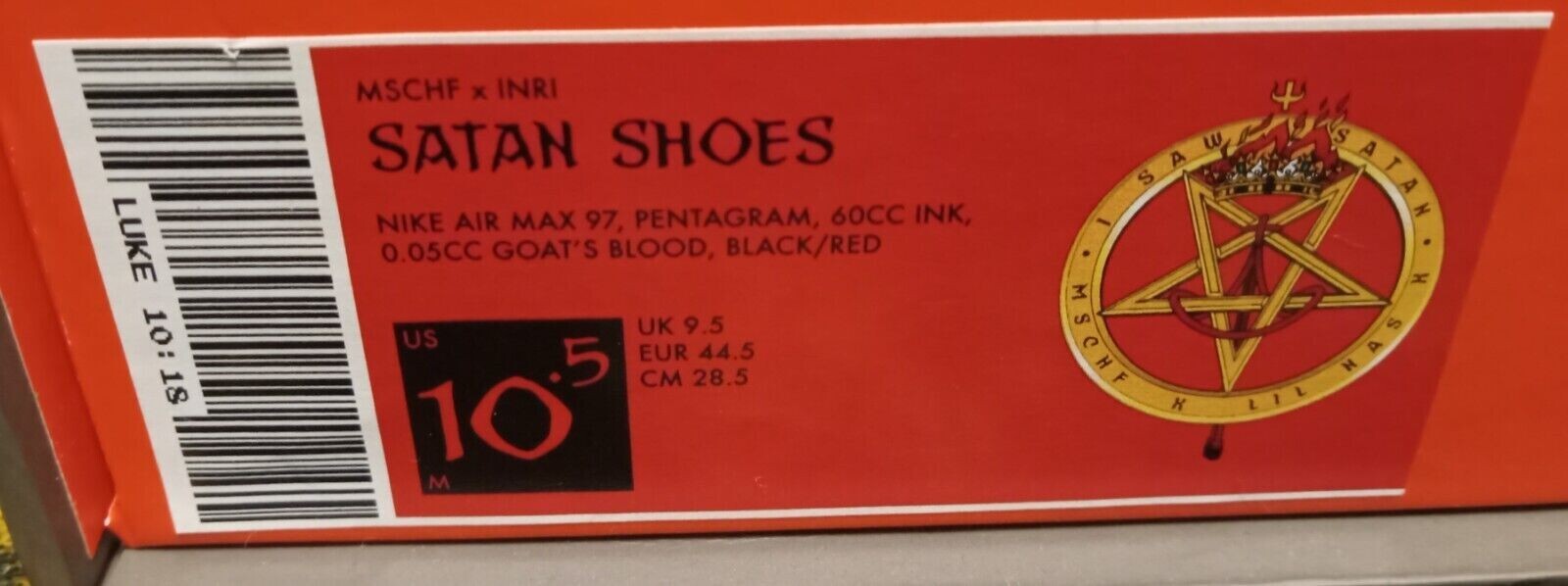 Lil Nas X Satan Shoes Nike MSCHF Size 10.5 eBay