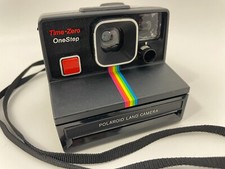 VTG Polaroid Time-Zero One Step Polaroid Land Camera Rainbow Striped with Strap