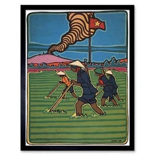 Propaganda Communism Cuba Volcano Soldier Farm 12X16 Inch Framed Art Print