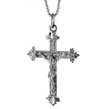 Sterling Silver Crucifix Cross Pendant / Charm, Italian Box Chain