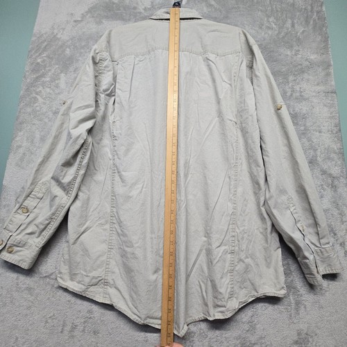 Orvis Shirt Mens Sz Large Gray Quilted Hunting Safari Shooting Roll Tab Sleeve - Picture 8 of 15