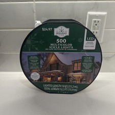 Holiday Time 500 CT Multicolor LED Icicle Lights White Wire Christmas Decor NEW