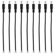 8 Inch DC Power Cable, 20 Pcs 5.5mm x 2.1mm Barrel Plug Socket Cables DC Male
