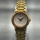 Seiko Watch Women 19mm White Dial Gold Tone Round V401-0518 Vintage New Battery