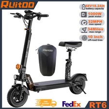RUITOO Electric Scooter for Adults 1000W 32MPH 34Mile Range Off Road Tires Light