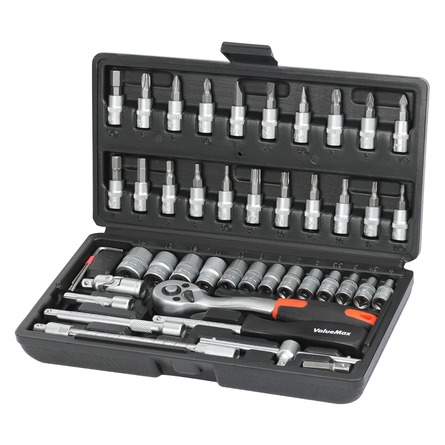 Set Professionale 46 Chiavi a Bussola 1/4" Cr-V | Alta Precisione Meccanica