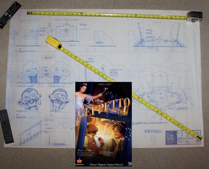 Geppetto Pinocchio rare set used Pleasure Island blueprint not Disney movie prop
