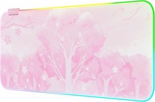 Pink RGB LED Gaming Mouse Pad, 14 Modes Glow Pad, Extra Large Gaming Mousepad...