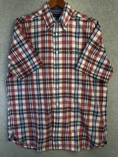 Tommy Hilfiger Shirt Mens Medium Blue Purple Plaid Button Down Short Sleeve