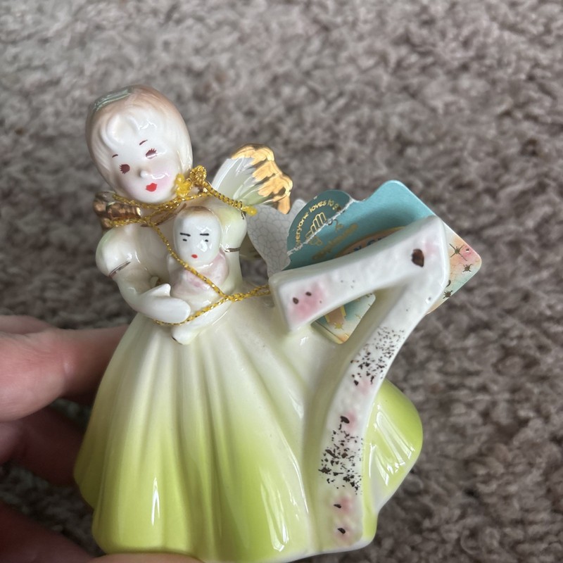 Vintage Josef Originals Birthday Angel Age 7 Black Eyes Early 70s With Tags