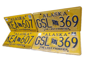 Lot Of 4 Alaska Last Frontier License Plate For Crafts,  Expired See  All Photos