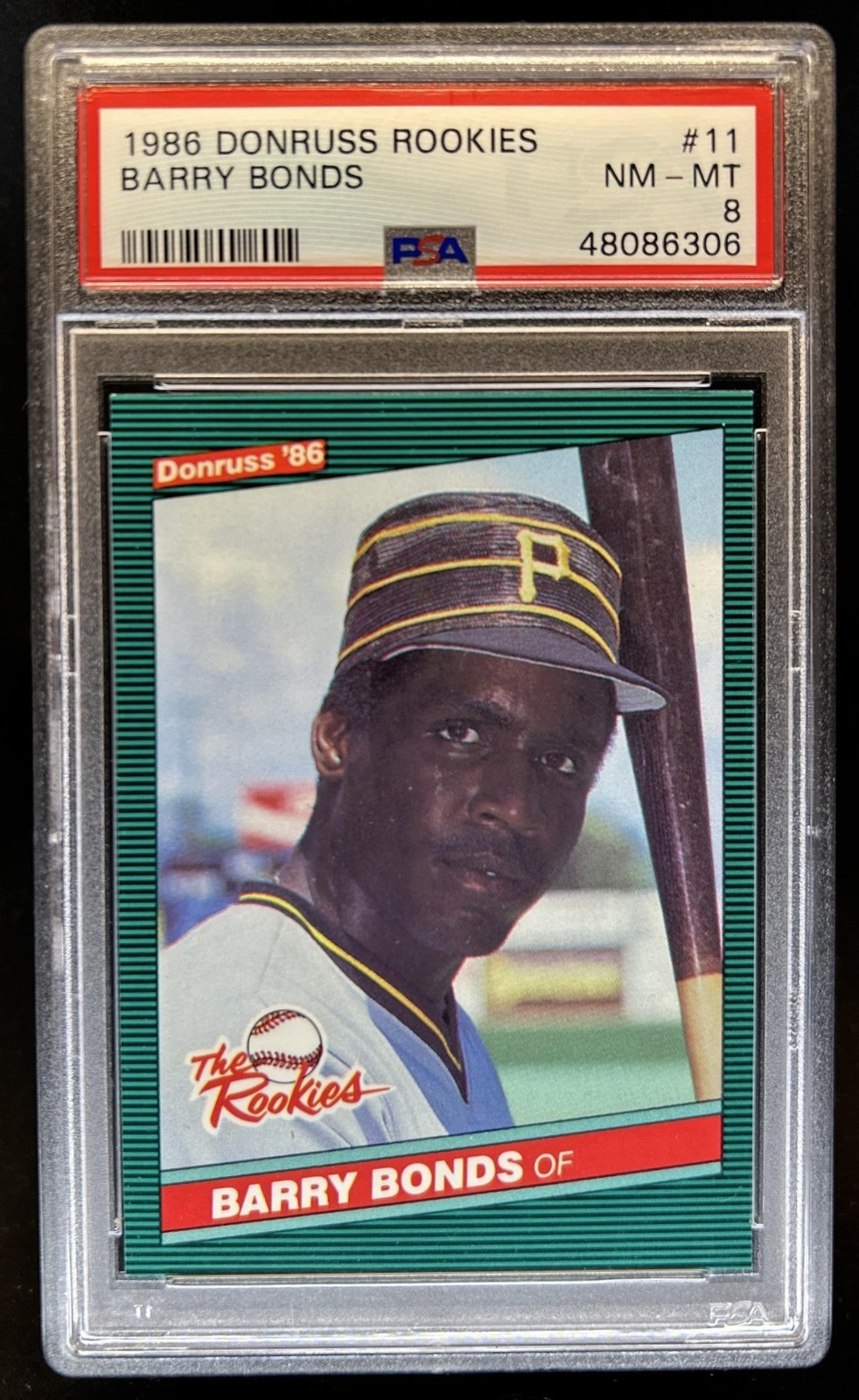 1986 Donruss The Rookies Barry Bonds Rookie RC #11 Pirates PSA 8