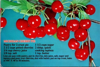 Michigan Cherry Pie Recipe with Fresh Cherries Continental Postcard B048