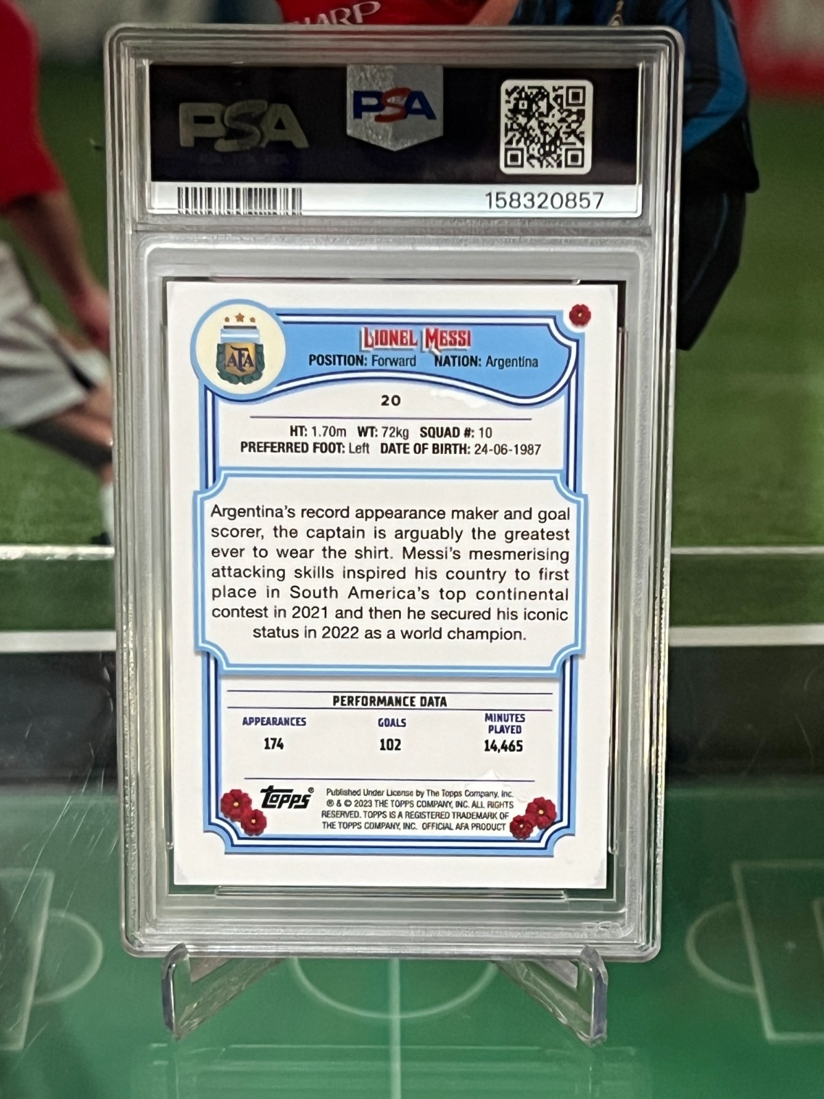 2023 Topps Argentina Fileteado - Legends Lionel Messi #20 PSA 8 view 6