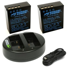Wasabi Power Battery (2-Pack) and Dual Charger for Olympus BLH-1 (Fully Decoded)