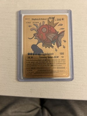 Pokemon Gold Foil Magikarp and Wailord GX Card Super Splash Tag Team