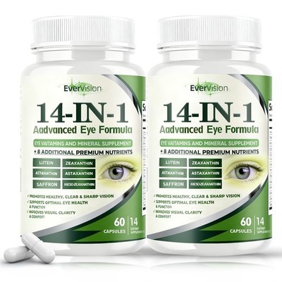 Eye Vitamin and Mineral Supplement 14 in 1 Advanced Formula 60 Capsules 2PCS