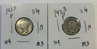 Lot Of  2 1923 Mercury Silver Dimes -19