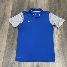 Nike Dri-Fit Golf Polo Blue w/ Gray Striped Sleeves Men  s Small
