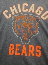 Womens Ladies XL Chicago Bears Shirt Sequins Bling NFL Football Blue Orange