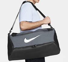 New Nike Brasilia 9.5 Training Duffel Bag Medium 60L Gray Black Style DH7710-068