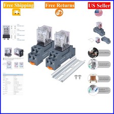8-Pin 10A 24V DC Electromagnetic Relay with Socket LED Indicator, DPDT