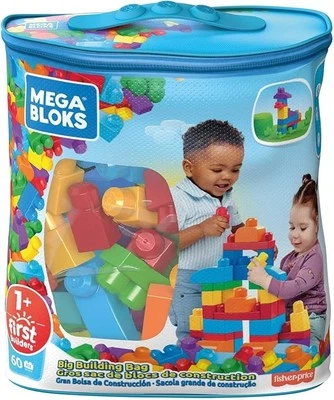 LEGO Mega Bloks DCH55 Bausteine für Kinder ab 1 Jahr 60 Bauklötze im Beutel Spielzeug