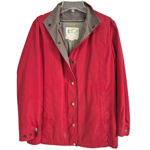 UNDERCOVER Giacca vintage London Fog rossa zip in inverno fodera tasche nascoste zip snap donna taglia 6